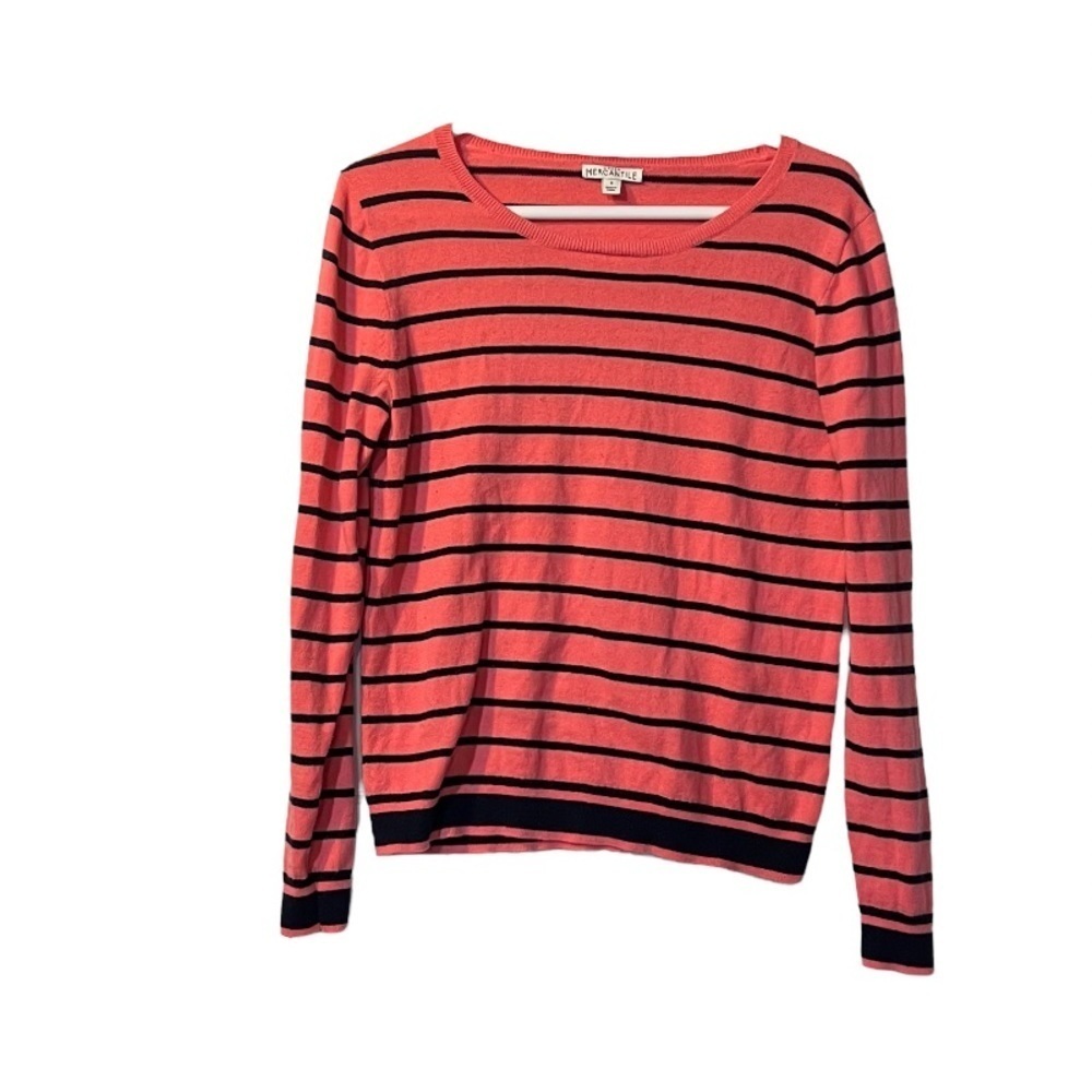 J. Crew Striped Sweater Salmon and Black Long Sleeve Size Small
